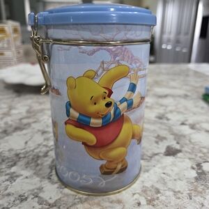 Winnie the Pooh Blue Holiday Tin Canister